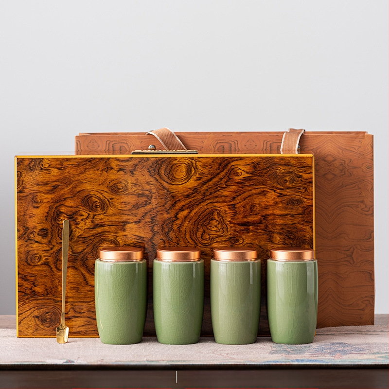 Keraminė uždaroma arbatos talpykla su Ge Kiln modeliu, Ice Crack glazūra, šiuolaikiškas minimalistinis stilius, sveria 2,5