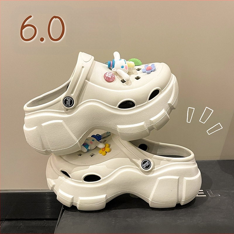 Γυναικείες πλατφόρμες με παπούτσια με τρύπες, EVA επάνω και σόλα, πάχος σόλας 6 εκ, διαπνοή, ελαφριές, αντιολισθητικές, στρογγυλή μύτη