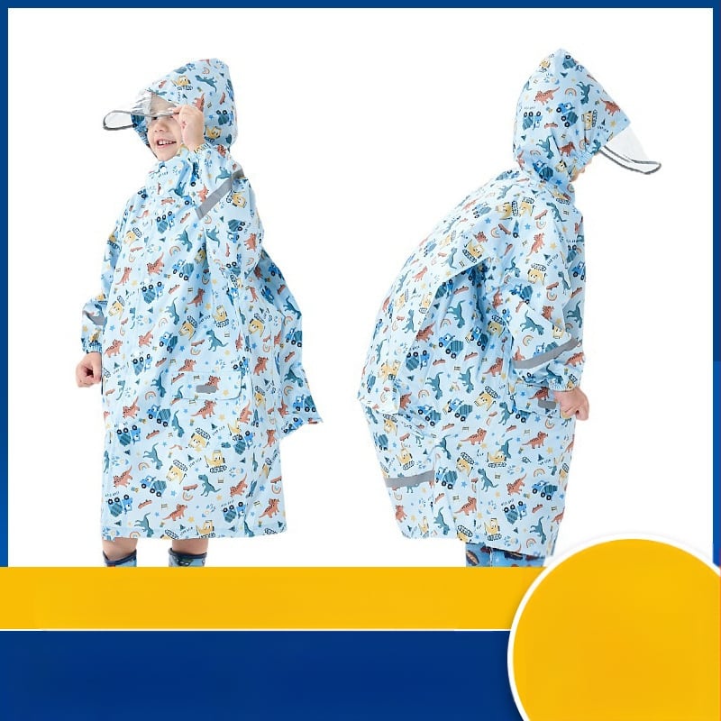 Vaikų lietaus pončas Cartoon stiliaus | Prekės ženklas: JIPILI/Level Stick | Audinys: tekstūruotas audinys | Vandeniui atsparus PU sluoksnis | Logotipas spausdintas