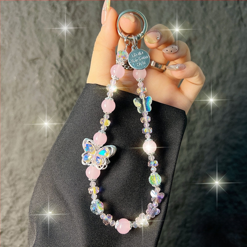 Kaixingda A1217 Rankų darbo moterų telefono dirželis su geometriniu kristalų raštu