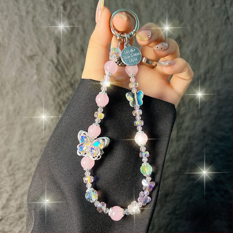 Kaixingda A1217 Rankų darbo moterų telefono dirželis su geometriniu kristalų raštu