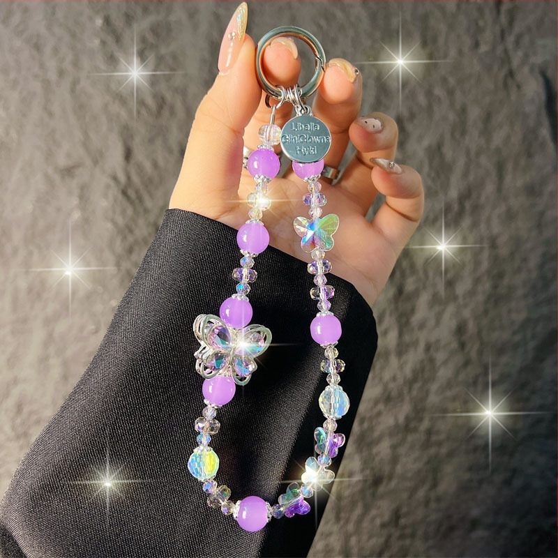 Kaixingda A1217 Rankų darbo moterų telefono dirželis su geometriniu kristalų raštu