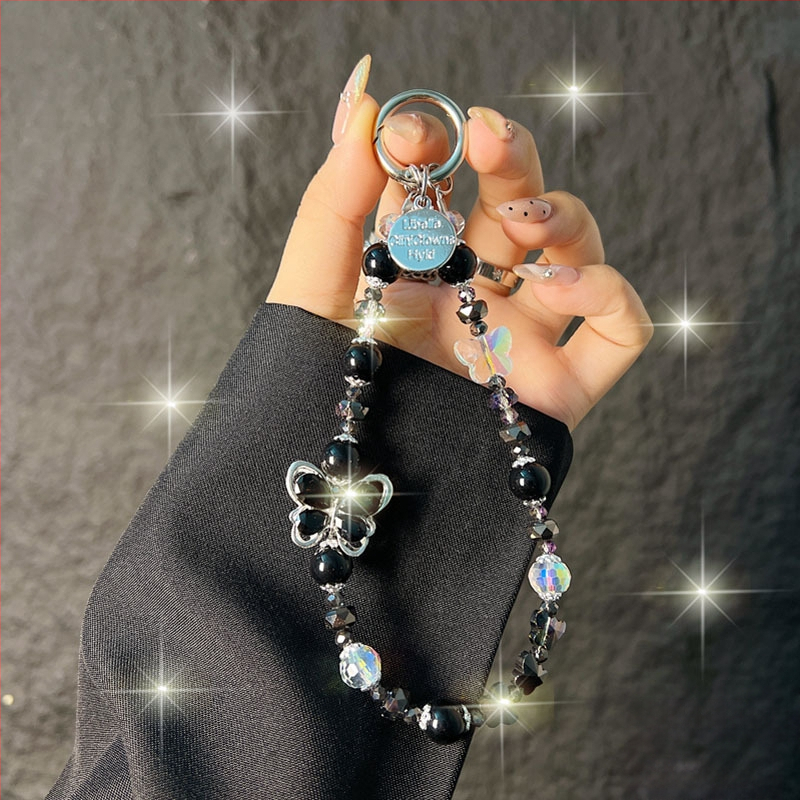 Kaixingda A1217 Rankų darbo moterų telefono dirželis su geometriniu kristalų raštu