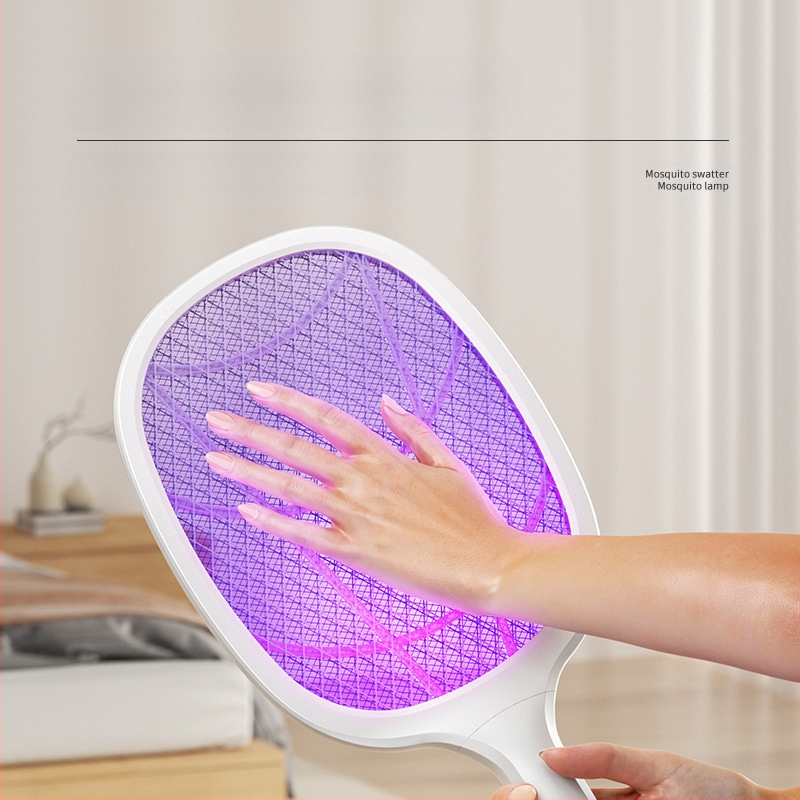 Elektrinis uodų plaktukas su LED apšvietimu, aliumininė tinklelis, įmontuota baterija iki 500 mAh, aprėptis iki 10 m², daugiapakopis reguliavimas