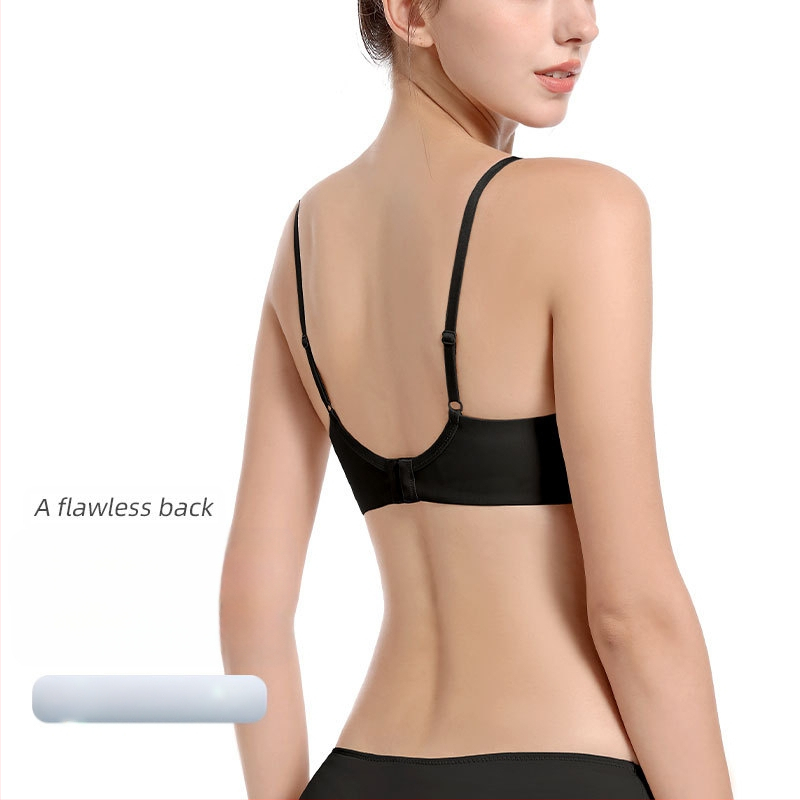 Moteriška belaidė liemenėlė, 3/4 puodeliai, plonas formuotas nailonas su poliesterio įdėklu, užpakalinė dviguba užsegimo kilpa