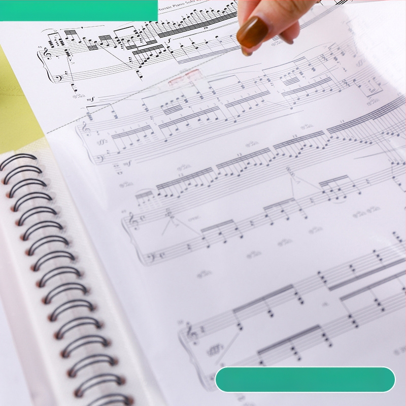Πλαστικός φάκελος παρτιτούρων πιάνου με πολλαπλές σελίδες, πάχος πλάκας 85C, δυνατότητα εκτύπωσης λογότυπου