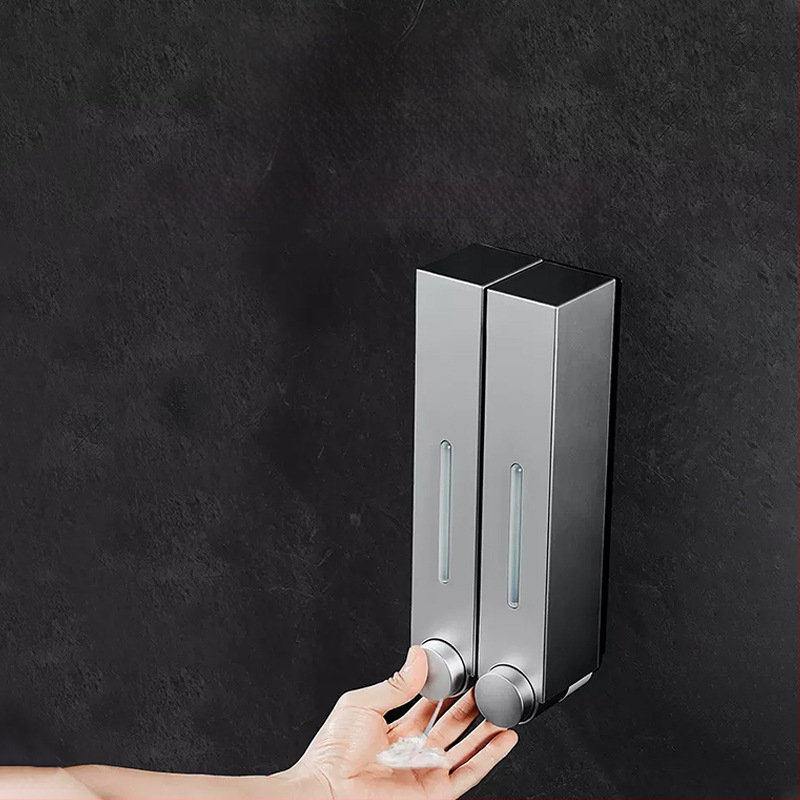 Ant sienos montuojamas ABS dozatorius skystam muilui ir šampūnui, rankinis paspaudimas, modernus minimalistinis stilius, vonios kambarys ir virtuvė, British Hansha prekė