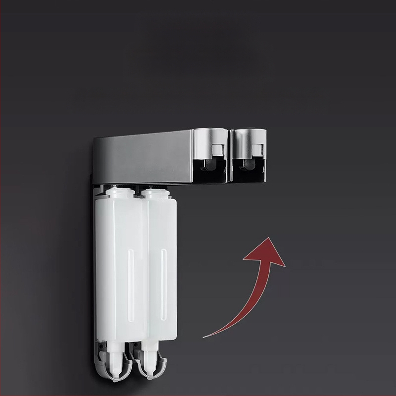 Ant sienos montuojamas ABS dozatorius skystam muilui ir šampūnui, rankinis paspaudimas, modernus minimalistinis stilius, vonios kambarys ir virtuvė, British Hansha prekė