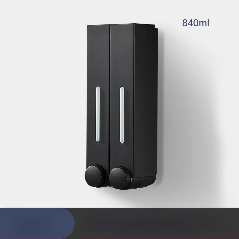 Ant sienos montuojamas ABS dozatorius skystam muilui ir šampūnui, rankinis paspaudimas, modernus minimalistinis stilius, vonios kambarys ir virtuvė, British Hansha prekė