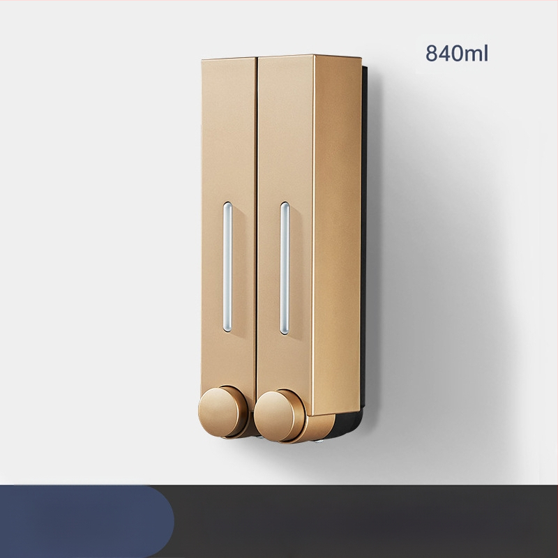 Ant sienos montuojamas ABS dozatorius skystam muilui ir šampūnui, rankinis paspaudimas, modernus minimalistinis stilius, vonios kambarys ir virtuvė, British Hansha prekė