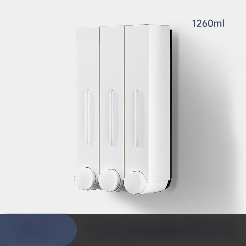 Ant sienos montuojamas ABS dozatorius skystam muilui ir šampūnui, rankinis paspaudimas, modernus minimalistinis stilius, vonios kambarys ir virtuvė, British Hansha prekė