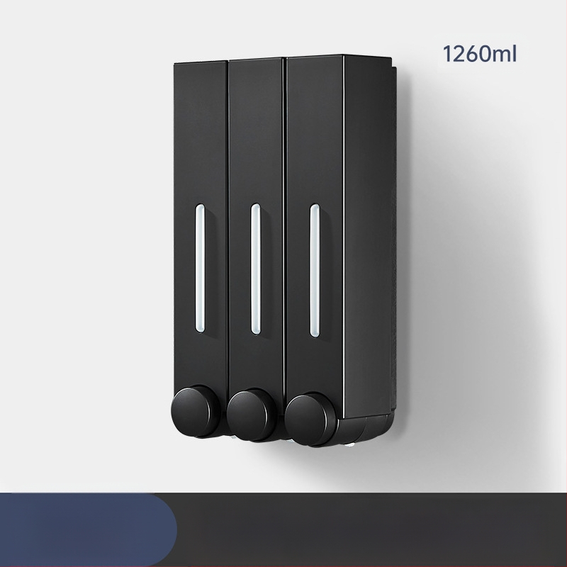 Ant sienos montuojamas ABS dozatorius skystam muilui ir šampūnui, rankinis paspaudimas, modernus minimalistinis stilius, vonios kambarys ir virtuvė, British Hansha prekė