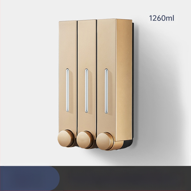 Ant sienos montuojamas ABS dozatorius skystam muilui ir šampūnui, rankinis paspaudimas, modernus minimalistinis stilius, vonios kambarys ir virtuvė, British Hansha prekė