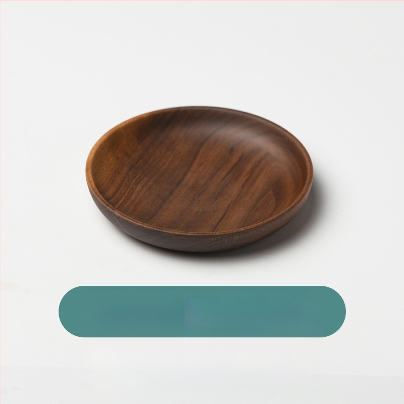 Apvalus medinis patiekalų padėklas sušiui ir vaisiams, japonų stiliaus, purškiamo paviršiaus apdaila, logotipas atspausdintas