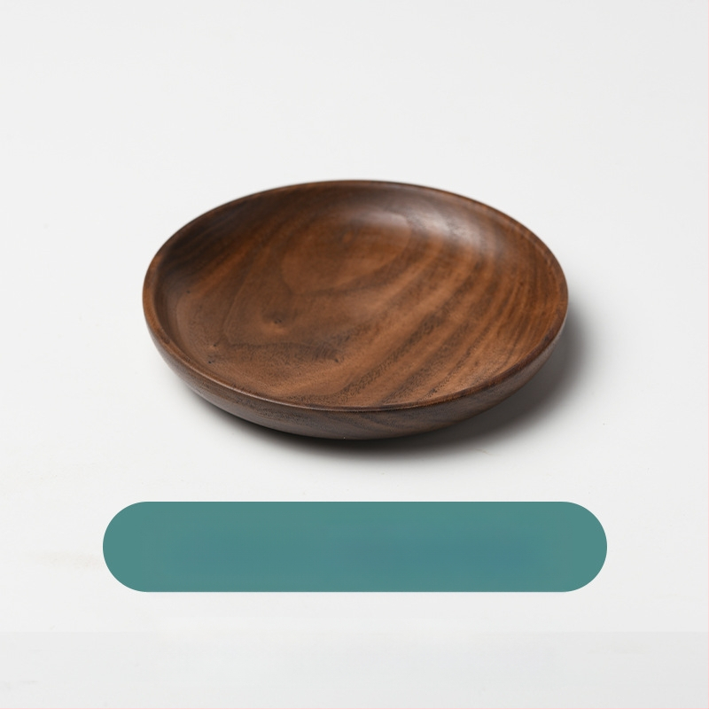 Apvalus medinis patiekalų padėklas sušiui ir vaisiams, japonų stiliaus, purškiamo paviršiaus apdaila, logotipas atspausdintas