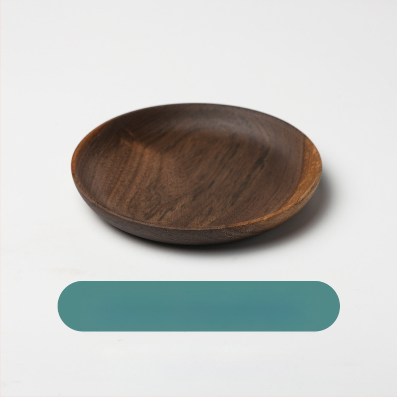 Apvalus medinis patiekalų padėklas sušiui ir vaisiams, japonų stiliaus, purškiamo paviršiaus apdaila, logotipas atspausdintas