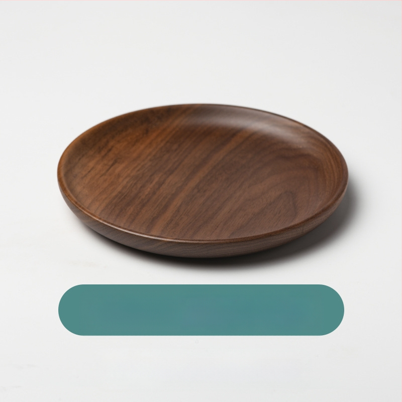 Apvalus medinis patiekalų padėklas sušiui ir vaisiams, japonų stiliaus, purškiamo paviršiaus apdaila, logotipas atspausdintas