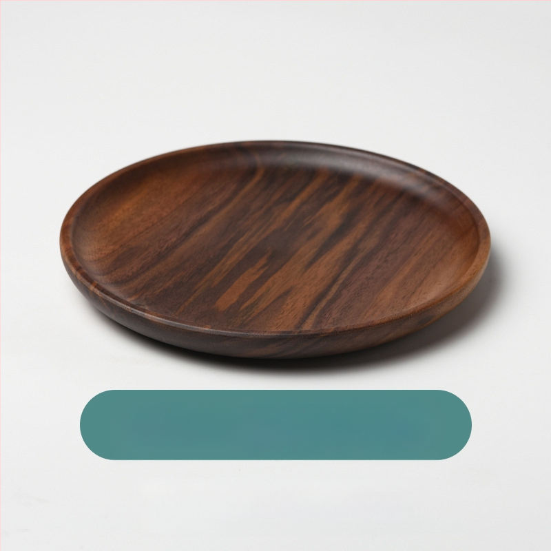 Apvalus medinis patiekalų padėklas sušiui ir vaisiams, japonų stiliaus, purškiamo paviršiaus apdaila, logotipas atspausdintas