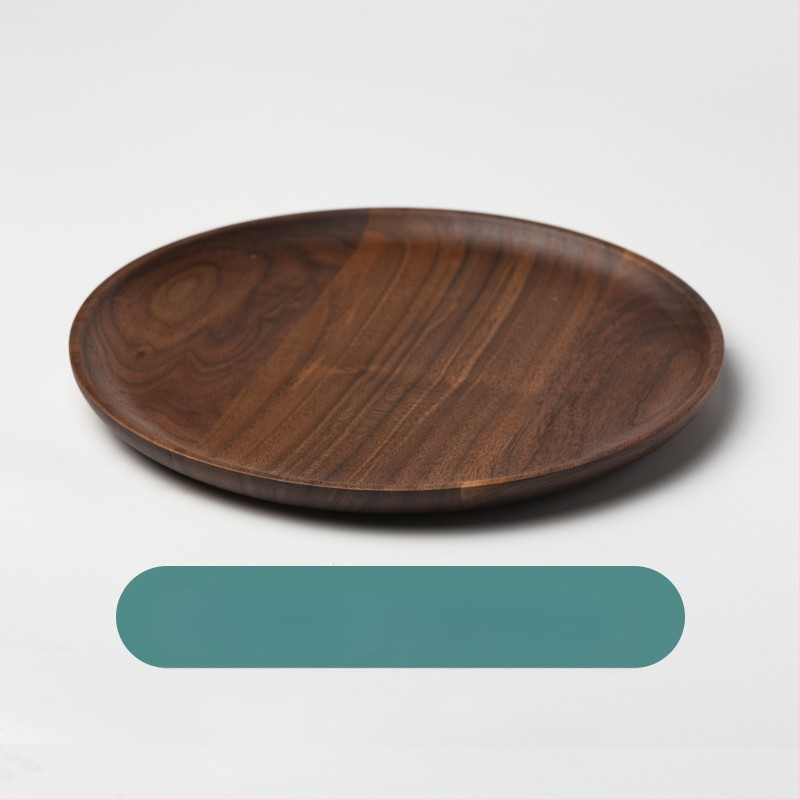 Apvalus medinis patiekalų padėklas sušiui ir vaisiams, japonų stiliaus, purškiamo paviršiaus apdaila, logotipas atspausdintas