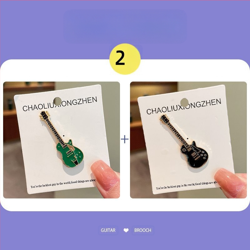 Elektrinės gitaros segė - madingas japonų-korejiečių stilius, miela karikatūrų poros ženkliukas, lydinys su sidabro arba aukso danga, dviguba naudojimo, pavasaris 2023