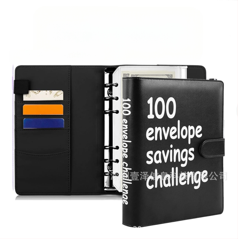 100 vokų iššūkio aplankas, dirbtinės odos viršelis, laisvas įrišimas, 25 lapai popieriaus iš medienos masės