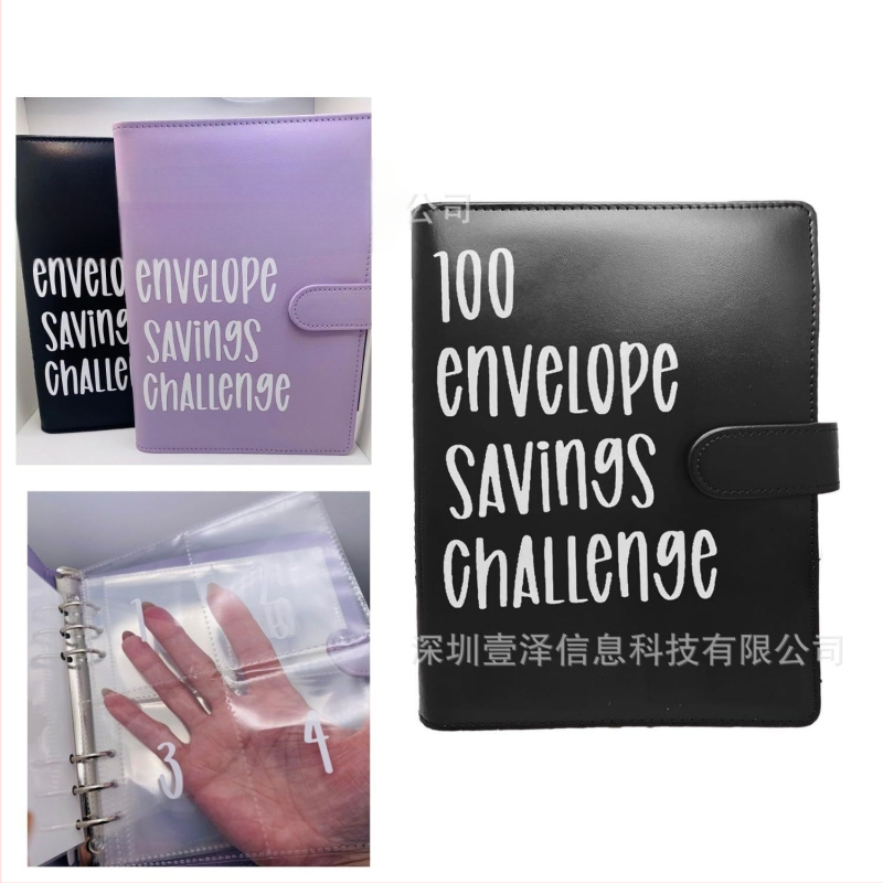 100 vokų iššūkio aplankas, dirbtinės odos viršelis, laisvas įrišimas, 25 lapai popieriaus iš medienos masės