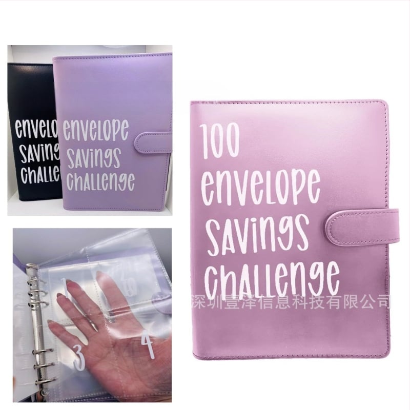 100 vokų iššūkio aplankas, dirbtinės odos viršelis, laisvas įrišimas, 25 lapai popieriaus iš medienos masės