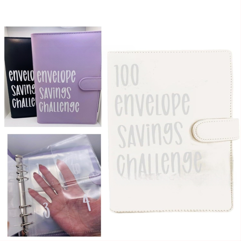 100 vokų iššūkio aplankas, dirbtinės odos viršelis, laisvas įrišimas, 25 lapai popieriaus iš medienos masės