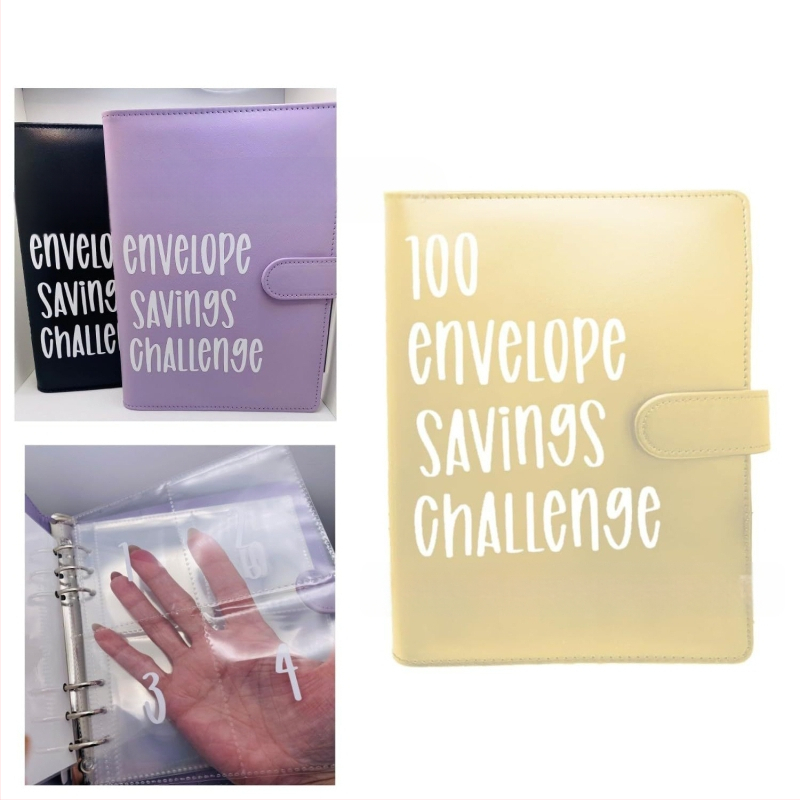 100 vokų iššūkio aplankas, dirbtinės odos viršelis, laisvas įrišimas, 25 lapai popieriaus iš medienos masės