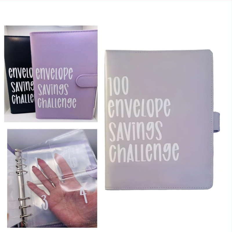 100 vokų iššūkio aplankas, dirbtinės odos viršelis, laisvas įrišimas, 25 lapai popieriaus iš medienos masės