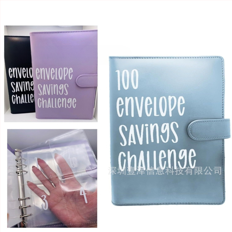 100 vokų iššūkio aplankas, dirbtinės odos viršelis, laisvas įrišimas, 25 lapai popieriaus iš medienos masės