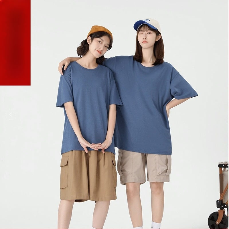 Medvilniniai marškinėliai su trumpomis rankovėmis, vienos spalvos, švelnus stilius, plonas audinys