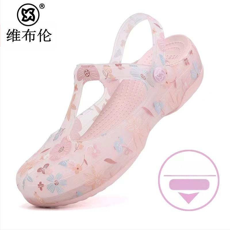 Moterų Crocs stiliaus sandalai, EVA padas, PVC viršus, neslidūs, kvėpuojantys, pado storis 3-5 cm