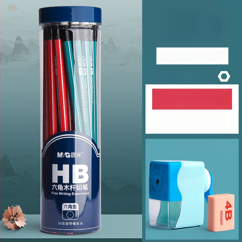 Trikampio korpuso pieštukas su gumine galvute, šešiakampio skerspjūvio