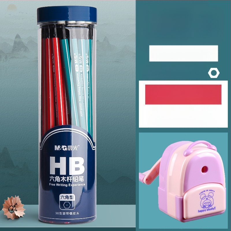 Trikampio korpuso pieštukas su gumine galvute, šešiakampio skerspjūvio