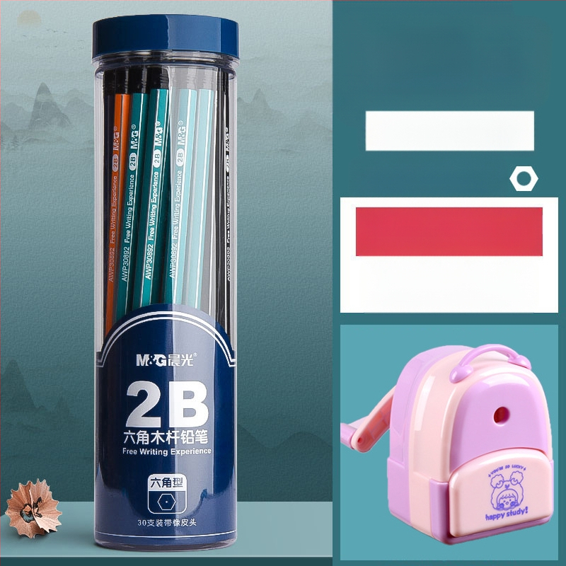 Trikampio korpuso pieštukas su gumine galvute, šešiakampio skerspjūvio