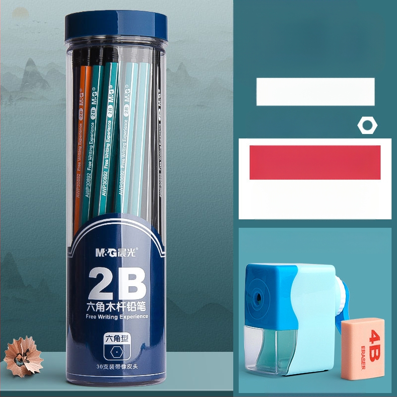 Trikampio korpuso pieštukas su gumine galvute, šešiakampio skerspjūvio