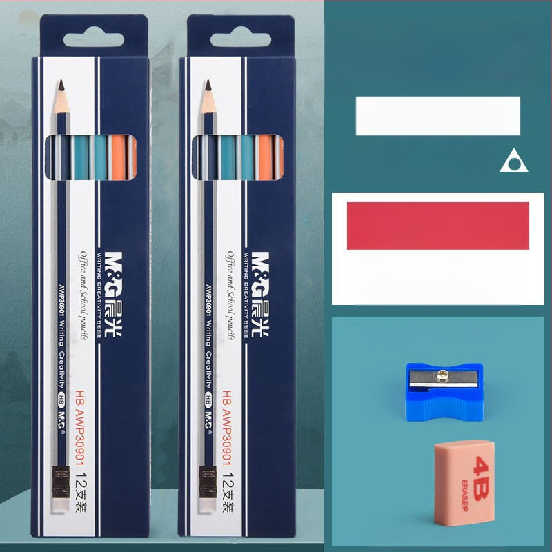 Trikampio korpuso pieštukas su gumine galvute, šešiakampio skerspjūvio