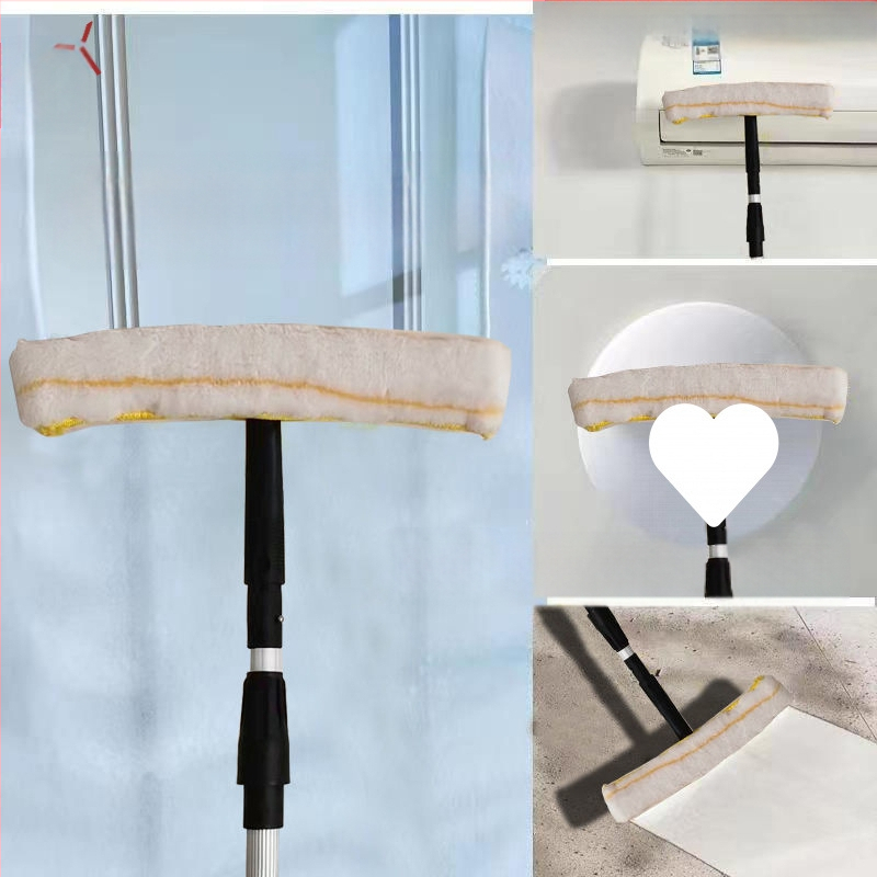 Χειροκίνητο σετ εργαλείων καθαρισμού παραθύρων με τηλεσκοπικό κοντάρι — ξύστρα για γυαλί, βούρτσα και σφουγγάρι (πολυπροπυλένιο)