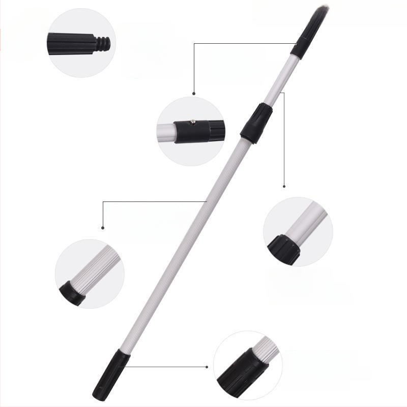 Χειροκίνητο σετ εργαλείων καθαρισμού παραθύρων με τηλεσκοπικό κοντάρι — ξύστρα για γυαλί, βούρτσα και σφουγγάρι (πολυπροπυλένιο)