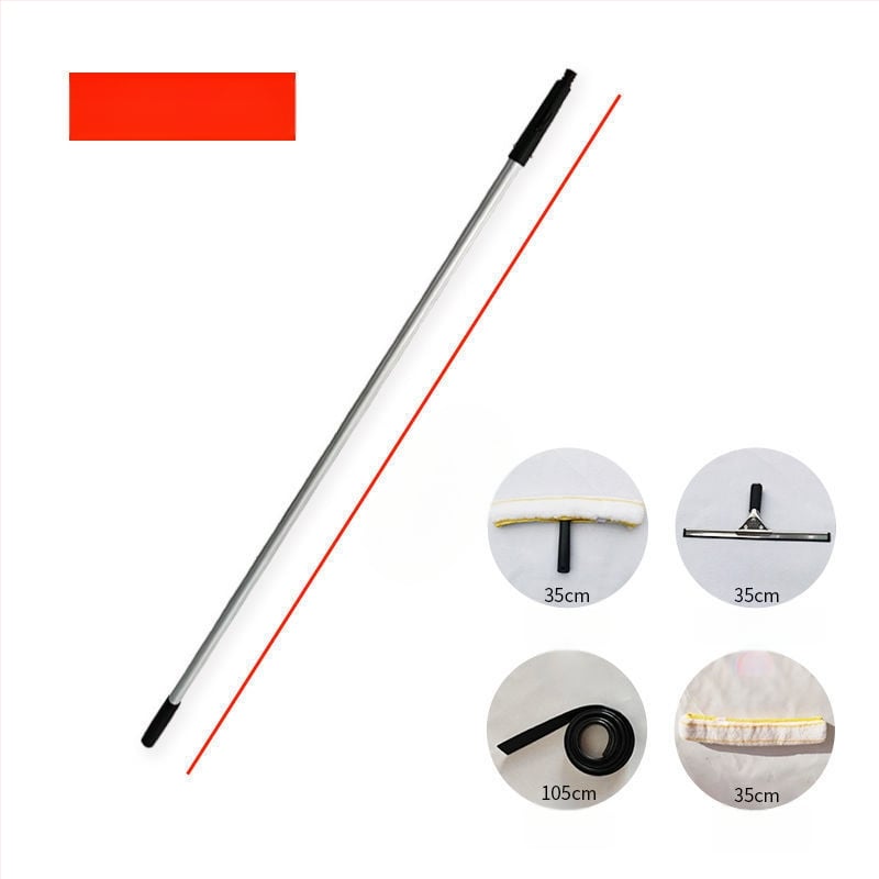 Χειροκίνητο σετ εργαλείων καθαρισμού παραθύρων με τηλεσκοπικό κοντάρι — ξύστρα για γυαλί, βούρτσα και σφουγγάρι (πολυπροπυλένιο)