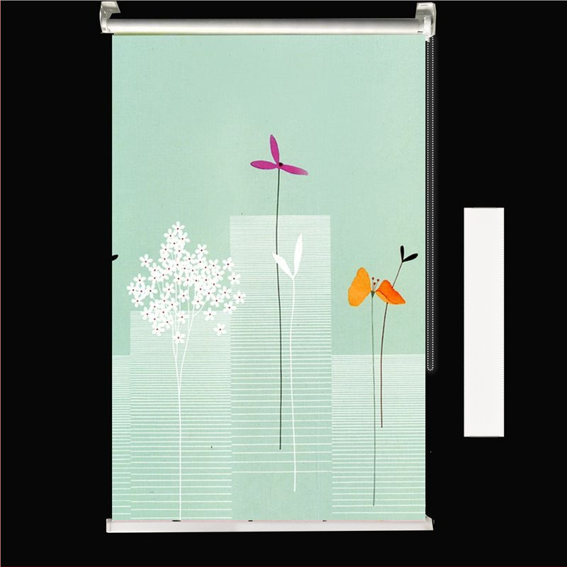 Rullējošais aizkars, uzstādīšana bez caurumiem, biezāks audums ar ainavas rakstu dzīvojamai istabai