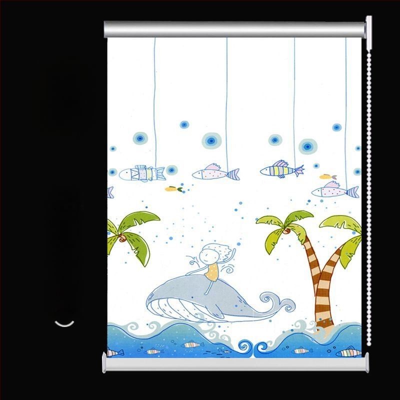 Rullējošais aizkars, uzstādīšana bez caurumiem, biezāks audums ar ainavas rakstu dzīvojamai istabai