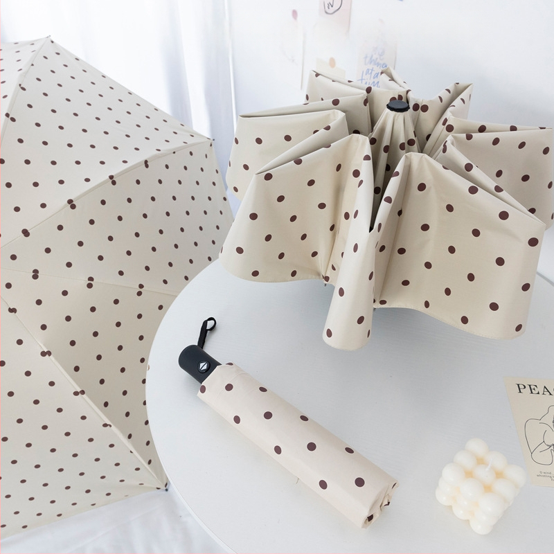 Trys dalių sulankstomas skėtis su UV apsauga, 8 lazdelės, 190T poliesteris, blizgantis paviršius