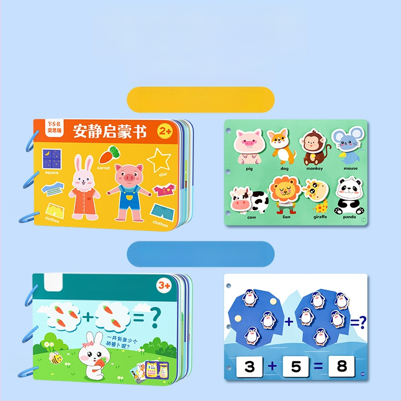 Izglītojošā klusā grāmata bērniem 4–6 gadu vecumā – kognitīvā attīstība, roku-acu koordinācija, plēšanas un līmēšanas uzdevumi