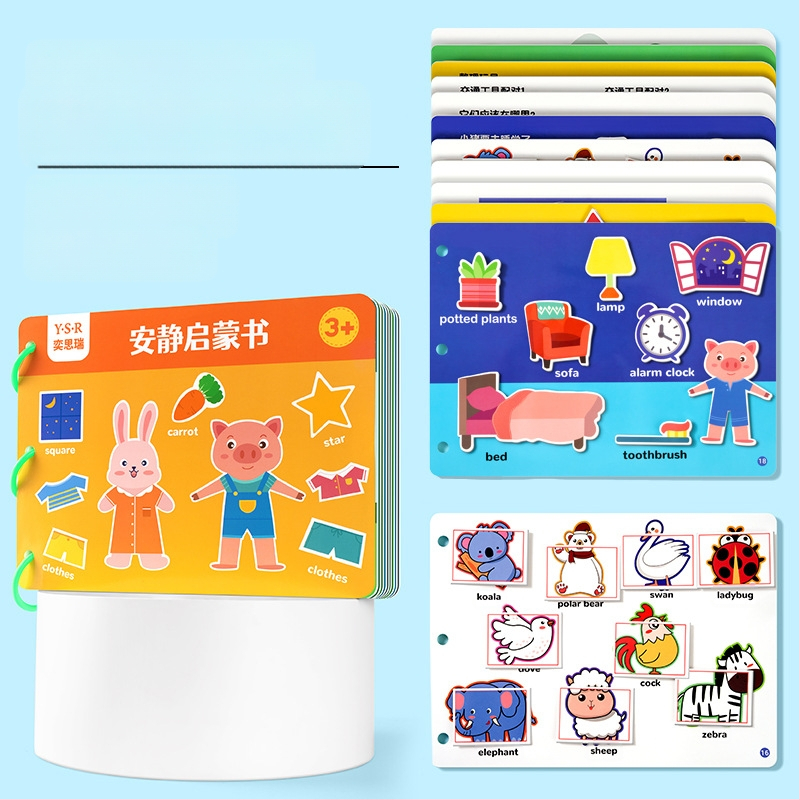 Izglītojošā klusā grāmata bērniem 4–6 gadu vecumā – kognitīvā attīstība, roku-acu koordinācija, plēšanas un līmēšanas uzdevumi