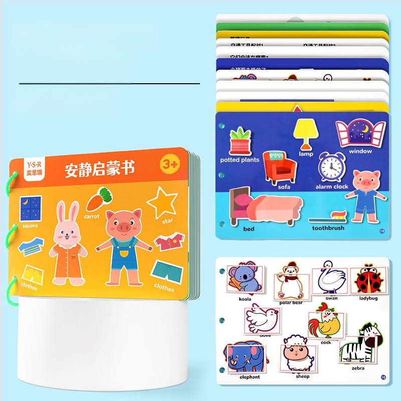 Izglītojošā klusā grāmata bērniem 4–6 gadu vecumā – kognitīvā attīstība, roku-acu koordinācija, plēšanas un līmēšanas uzdevumi