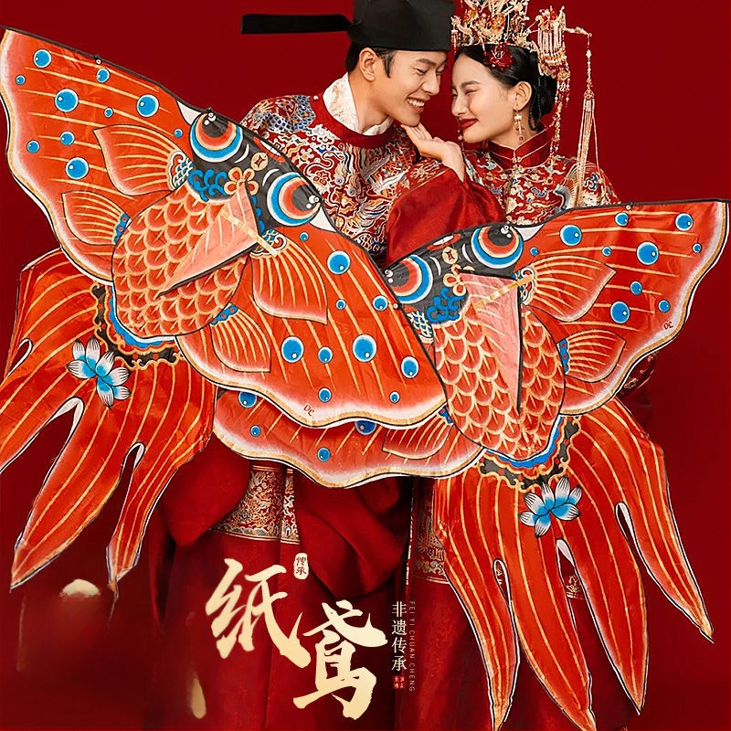 Rankų darbo popierinis vėjas kilpa su bambuko skeletu ir audiniu, tradicinio kinų stiliaus nuotraukų rekvizitas sužadėtuvėms ir gimtadieniams