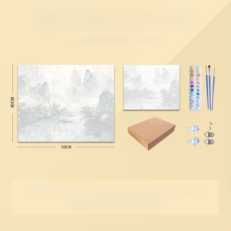 Ψηφιακή ελαιογραφία κινεζικού τοπίου – DIY χειροποίητη ζωγραφική με ακρυλικά ελαιοχρώματα, ξύλινο πλαίσιο, κινεζικό στυλ