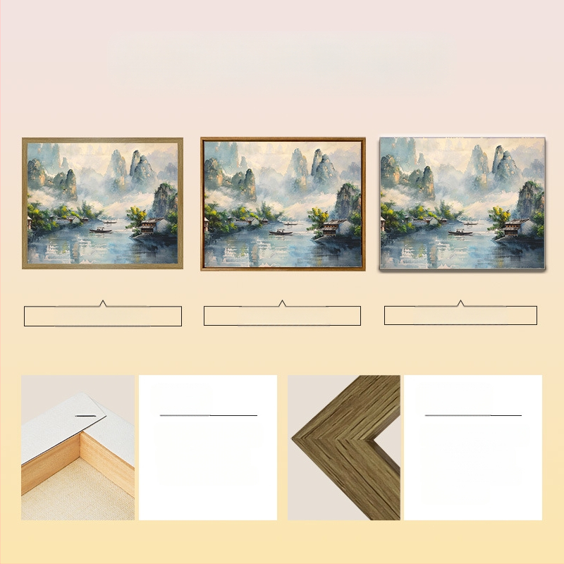 Ψηφιακή ελαιογραφία κινεζικού τοπίου – DIY χειροποίητη ζωγραφική με ακρυλικά ελαιοχρώματα, ξύλινο πλαίσιο, κινεζικό στυλ